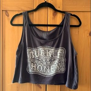 Buckle Honey Cropped Tank black / White
